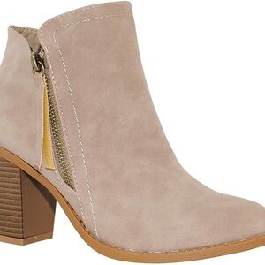 Elegant Beige Ankle Booties with Block Heel